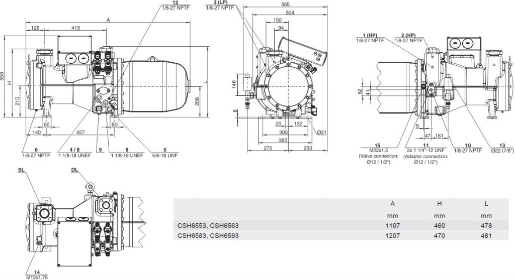 Thông số kỹ thuật máy nén trục vít BITZER – CSH6553-50Y-40P – 50 HP